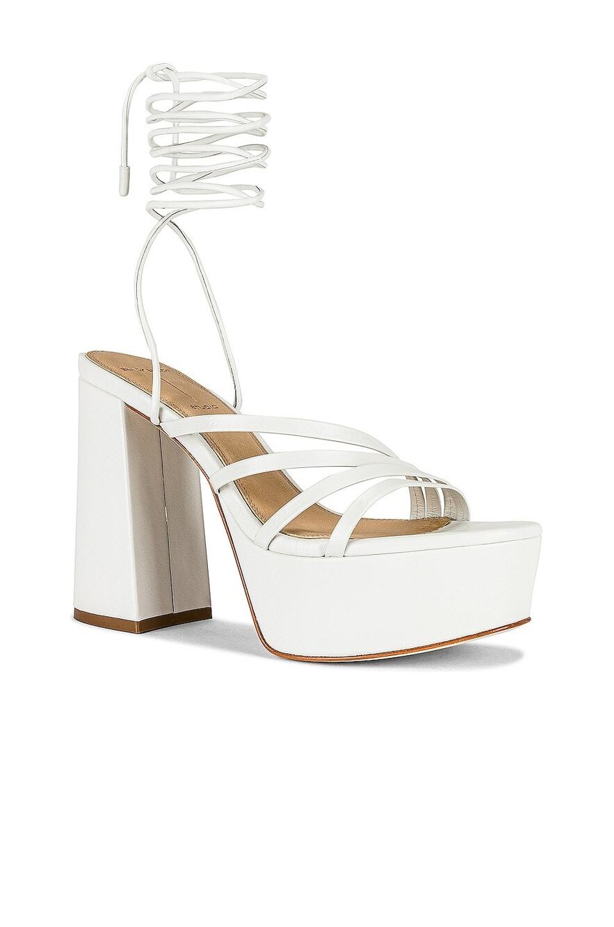Black Suede Studio Sasha Leather Strappy Gladiator Ankle-Tie Platform Sandals
